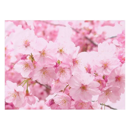 Roze Japanse Cherry Blossom Hanami Tafelkleed (Voorkant (Horizontaal))