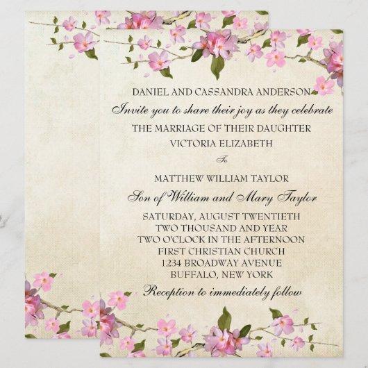 Roze Japanse Cherry Blossom Weddenschap Kaart (Voorkant / Achterkant)