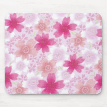 Roze Japanse Floral Print Mousepad