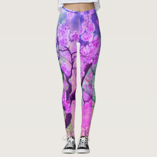 Roze Japanse Kersenbloesem op Custom Tight Leggings