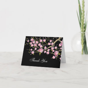 Roze Japanse kersenbloesems Dank u kaarten