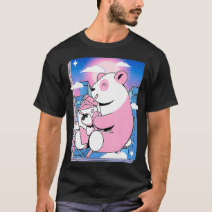 Roze Japanse Milkshake esthetische Kawaii Aardbei  T-shirt