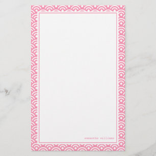 Roze Japanse Seigaiha Pattern Briefpapier
