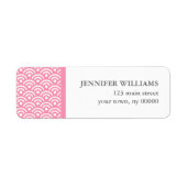 Roze Japanse Seigaiha Pattern Etiket (Voorkant)