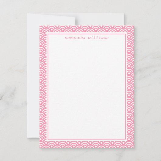 Roze Japanse Seigaiha Pattern Kaart (Voorkant)