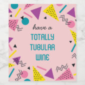 Roze jaren '80 Patroon Wijn Etiket (Enkel label)