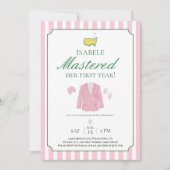 Roze Jas Golf Eerste Verjaardagsuitnodiging Bedankkaart (Voorkant)