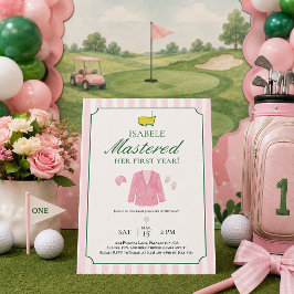 Roze Jas Golf Eerste Verjaardagsuitnodiging Bedankkaart