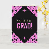 Roze je deed het Afstuderen Kaart (Gele Bloem)