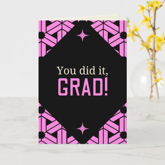 Roze je deed het Afstuderen Kaart (Gele Bloem)