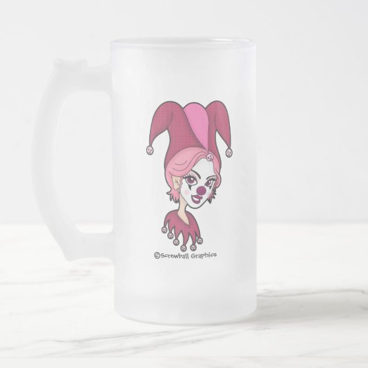 Roze jester Frosted Beer Mok (Links)