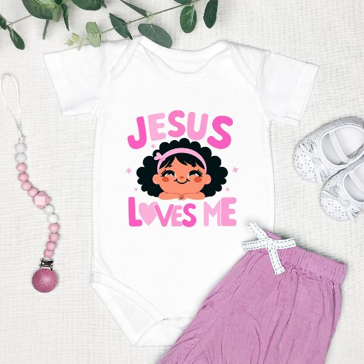 Roze "Jesus Loves Me"-ontwerp  Romper
