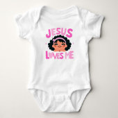 Roze "Jesus Loves Me"-ontwerp  Romper (Voorkant)
