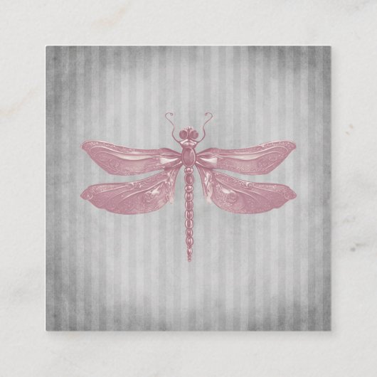 Roze Jeweled Dragonfly Bruiloft Informatiekaartje (Achterkant)