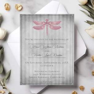 Roze Jeweled Dragonfly Bruiloft Kaart