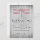 Roze Jeweled Dragonfly Save the Date Aankondiging (Voorkant)
