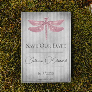 Roze Jeweled Dragonfly Save the Date Aankondiging