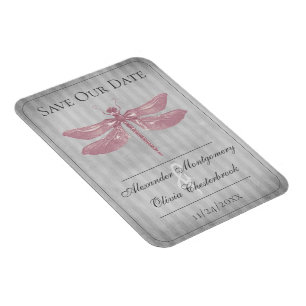 Roze Jeweled Dragonfly Save the Date Magneet