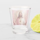 Roze Jezus heeft een bril geschoten! Shot Glas (Achterkant)