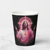 Roze Jezus papieren beker! Papieren Bekers (Achterkant)