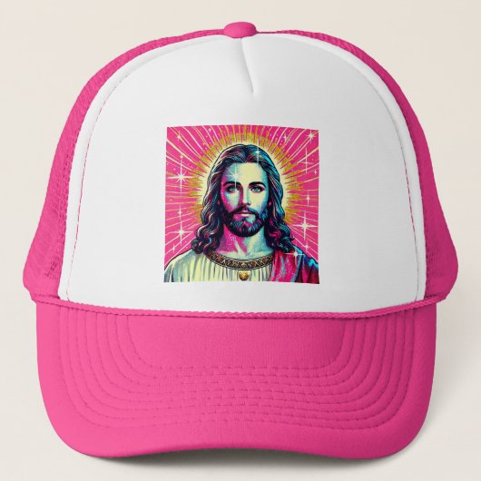 Roze Jezus trucker hoed! Trucker Pet (Voorkant)