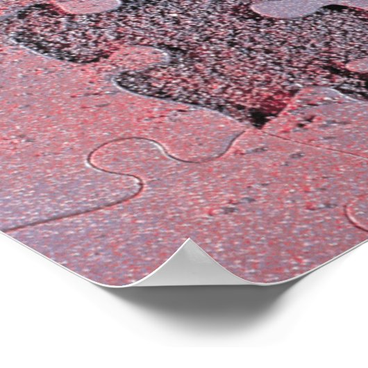 Roze Jigzaag Puzzle for Autism Awareness Maand Poster (Hoek)