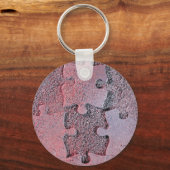 Roze Jigzaag Puzzle for Autism Awareness Maand Sleutelhanger (Voorkant)