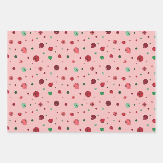 Roze Jingle Bells kerstpapier Inpakpapier Vel (Voorkant 3)
