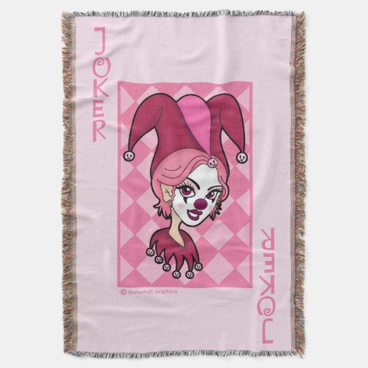 Roze Joker kaart Deken (Voorkant Verticaal)
