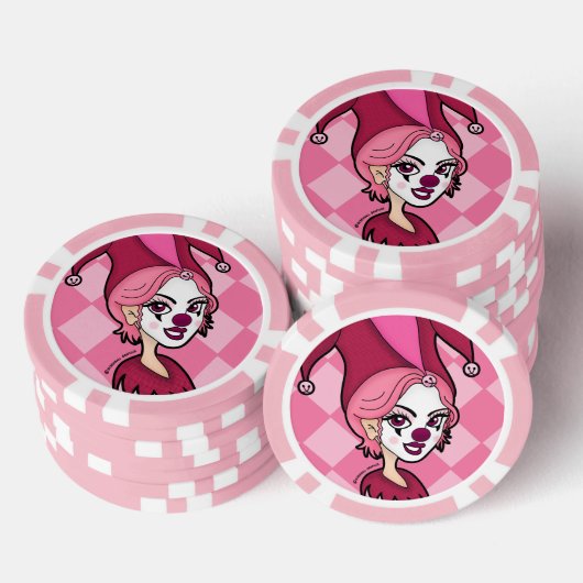 Roze Joker Poker Chips (Opstapeling)