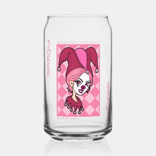Roze Jokerkaart Blikvorm Glas