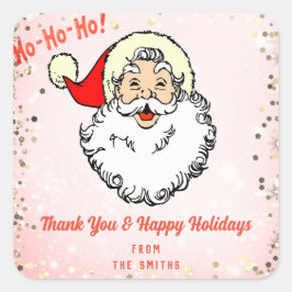 Roze  Jolly Kerstman Dank je Vierkante Sticker