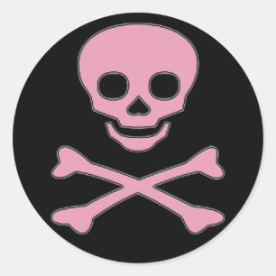 Roze Jolly Roger Meisje Pirate Stickers
