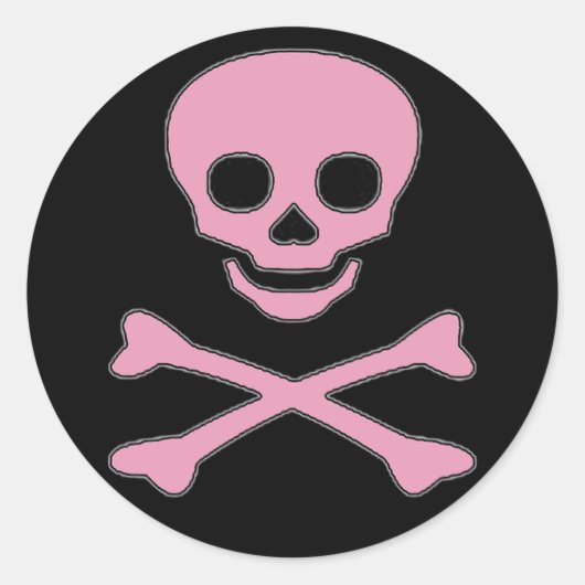 Roze Jolly Roger Meisje Pirate Stickers (Voorkant)