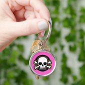 Roze Jolly Roger Sleutelhanger (Hand)