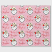 Roze Jolly Santa Claus  Kerst Cadeaupapier (Vlak)