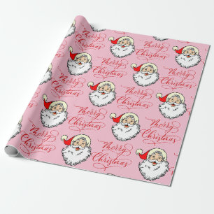 Roze Jolly Santa Claus  Kerst Cadeaupapier