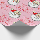 Roze Jolly Santa Claus  Kerst Cadeaupapier (Hoek)