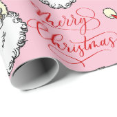 Roze Jolly Santa Claus  Kerst Cadeaupapier (Rol Hoek)