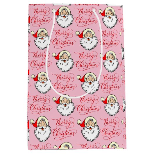 Roze Jolly Santa Claus  Kerst Medium Cadeauzakje (Voorkant)