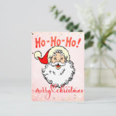 Roze  Jolly Santa Glimlachend Gezicht Kerstmis Briefkaart (Staand voorkant)