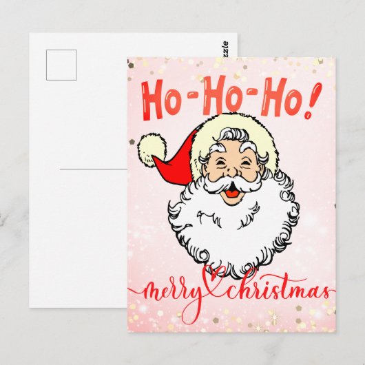 Roze  Jolly Santa Glimlachend Gezicht Kerstmis Briefkaart (Voorkant / Achterkant)