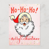 Roze  Jolly Santa Glimlachend Gezicht Kerstmis Briefkaart (Voorkant)