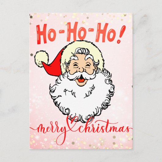 Roze  Jolly Santa Glimlachend Gezicht Kerstmis Briefkaart (Voorkant)