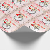 Roze  Jolly Santa Glimlachend Gezicht Kerstmis Cadeaupapier (Hoek)