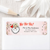 Roze  Jolly Santa Glimlachend Gezicht Kerstmis Etiket (Insitu)