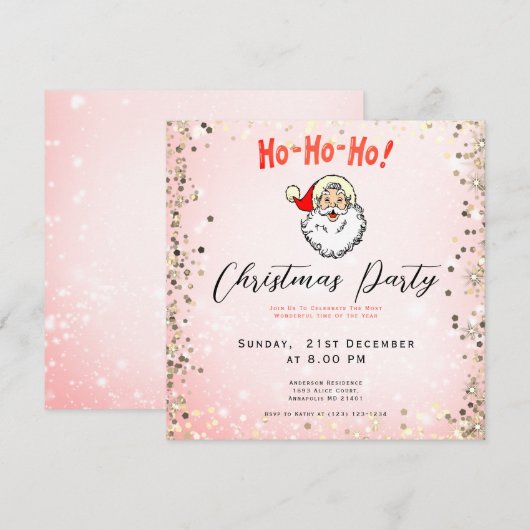 Roze Jolly Santa Glimlachend Gezicht Kerstmis Kaart (Voorkant / Achterkant)