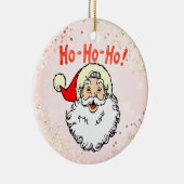 Roze  Jolly Santa Glimlachend Gezicht Kerstmis Keramisch Ornament (Rechts)