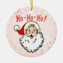Roze  Jolly Santa Glimlachend Gezicht Kerstmis Keramisch Ornament