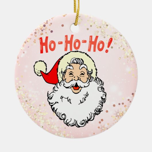 Roze  Jolly Santa Glimlachend Gezicht Kerstmis Keramisch Ornament (Voorkant)